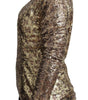 Dolce & Gabbana Brown Leopard Fit Turtleneck Sequin Sweater
