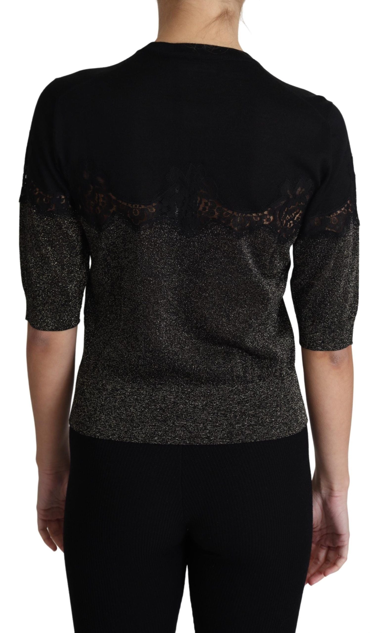 Dolce &amp; Gabbana - Élégant chemisier en jersey et dentelle filée de lurex