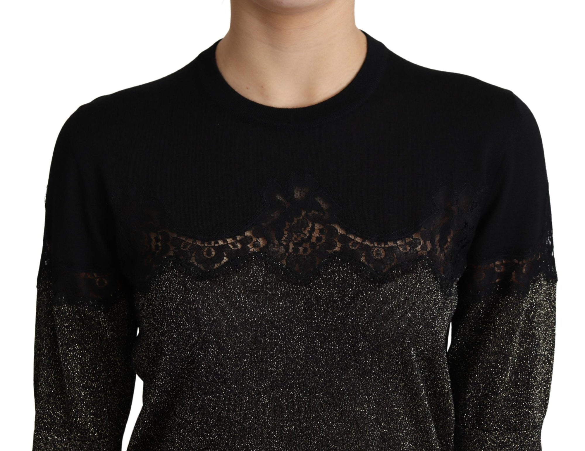 Dolce &amp; Gabbana - Élégant chemisier en jersey et dentelle filée de lurex