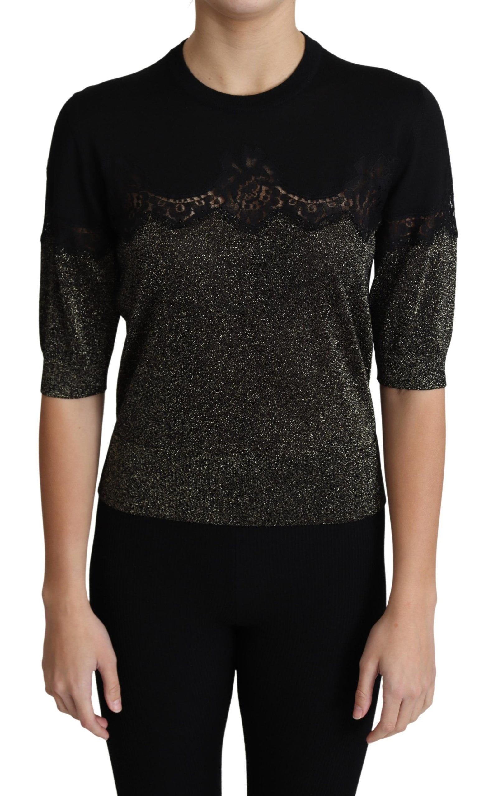 Dolce &amp; Gabbana - Élégant chemisier en jersey et dentelle filée de lurex