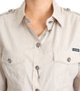 Dolce & Gabbana Beige Poplin Safari Fitted Pocket Shirt Top