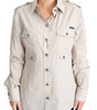 Dolce & Gabbana Beige Poplin Safari Fitted Pocket Shirt Top