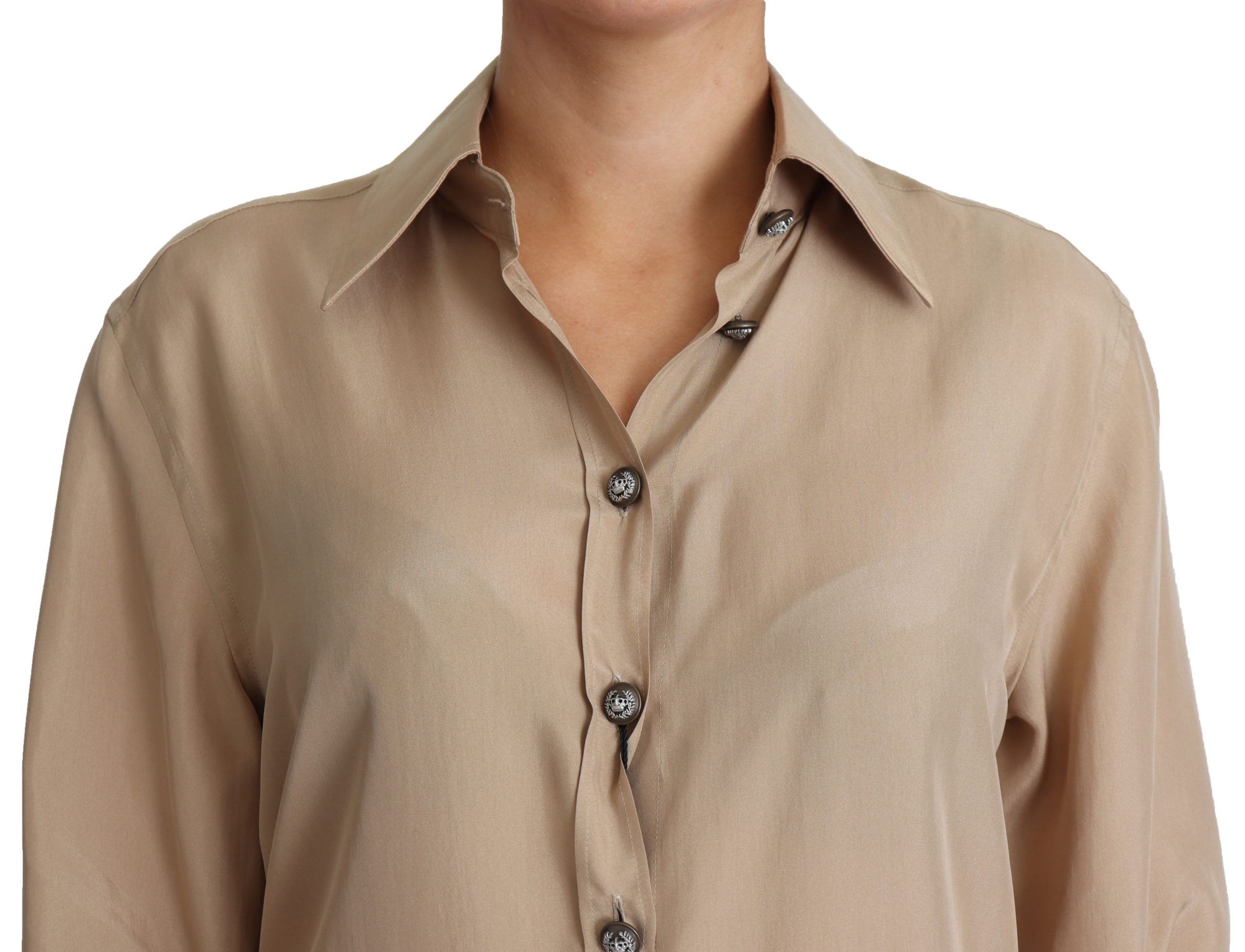 Chemise élégante en soie beige Dolce & Gabbana
