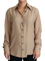Chemise élégante en soie beige Dolce & Gabbana