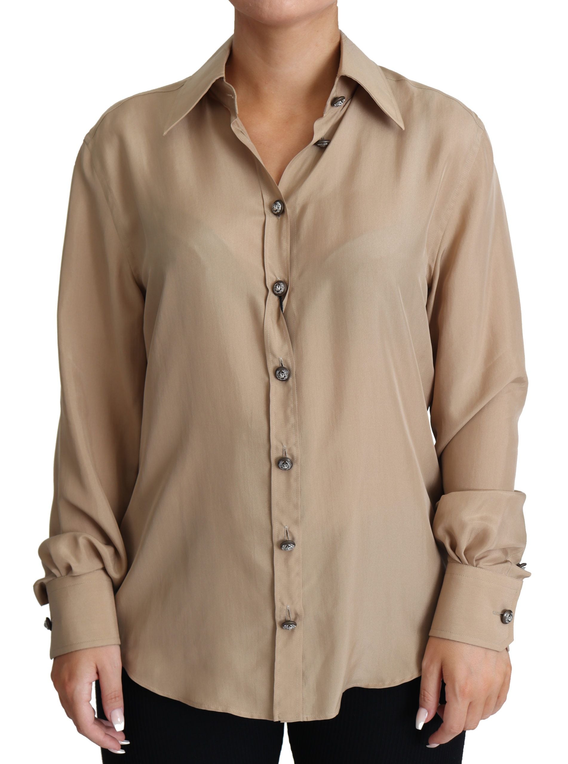 Chemise élégante en soie beige Dolce & Gabbana
