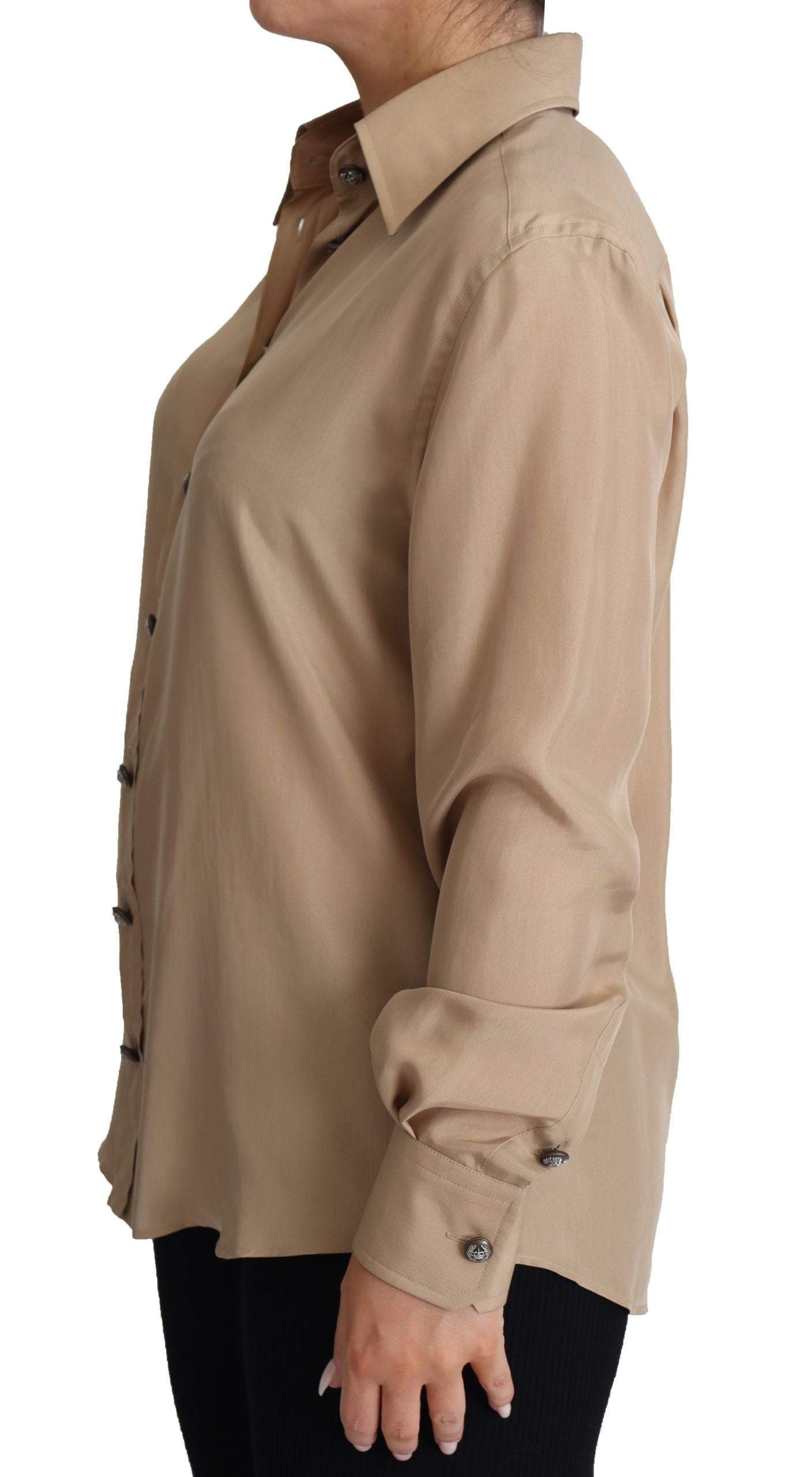 Chemise élégante en soie beige Dolce & Gabbana