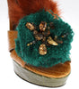 Dolce & Gabbana Orange Leather Crystal Platform Sandal Shoes