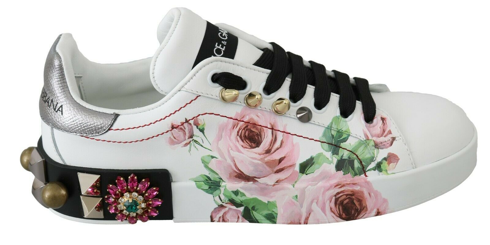 Baskets en cuir ornées de cristaux floraux Dolce &amp; Gabbana