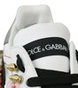 Dolce & Gabbana White Leather Crystal Roses Floral Sneakers Shoes