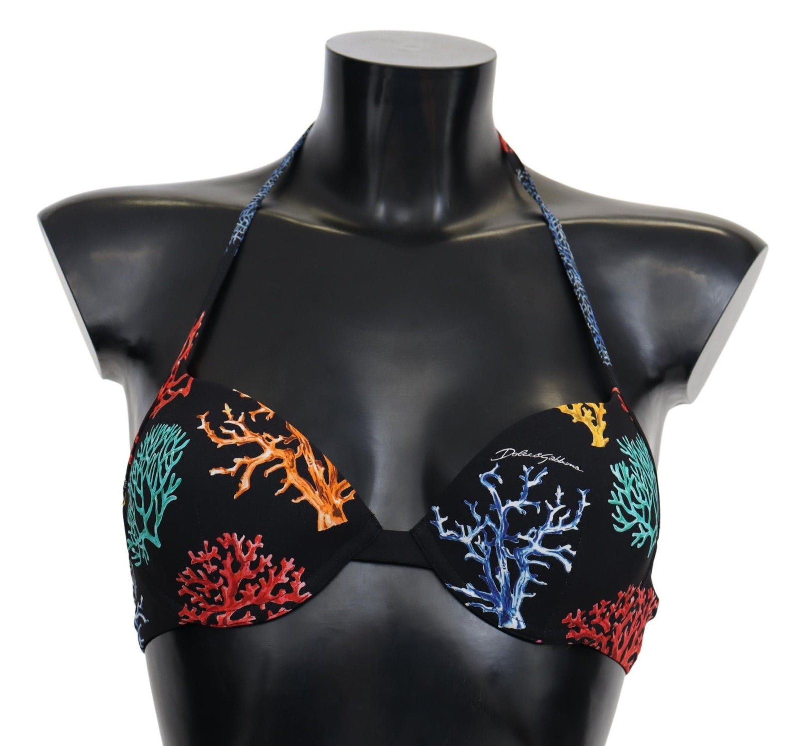 Haut de bikini imprimé corail noir chic Dolce & Gabbana