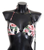 Dolce & Gabbana Chic Rose Print Bikini Top for Elegant Beach Days