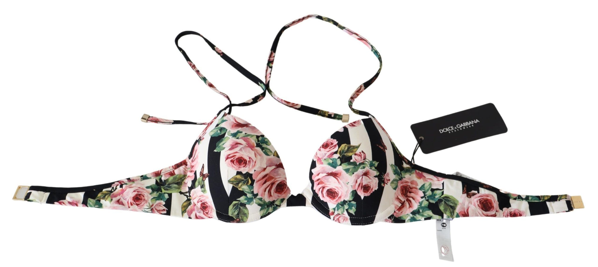 Haut de bikini élégant à imprimé roses Dolce & Gabbana