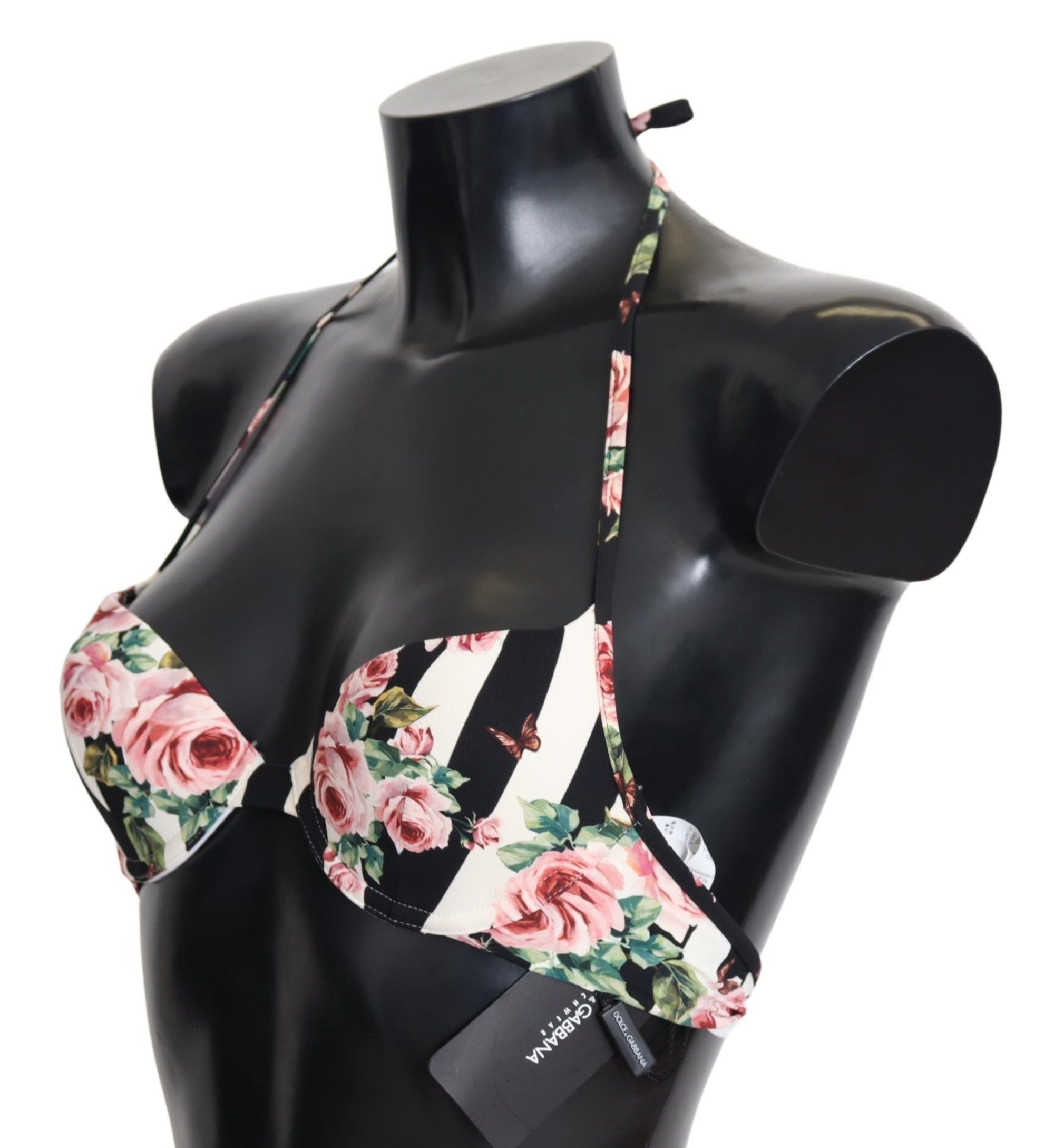 Haut de bikini élégant à imprimé roses Dolce & Gabbana