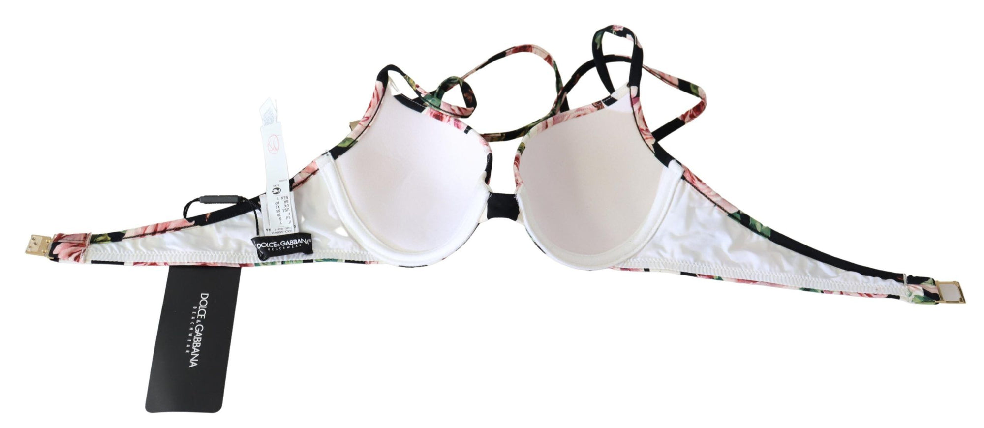 Haut de bikini élégant à imprimé roses Dolce & Gabbana