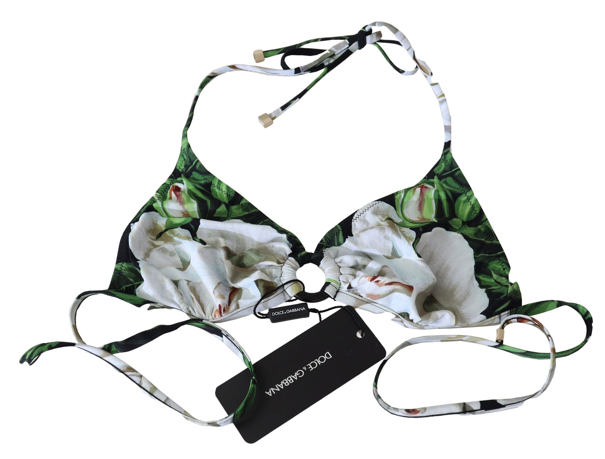 Haut de bikini à imprimé floral Dolce & Gabbana avec fermoir à logo