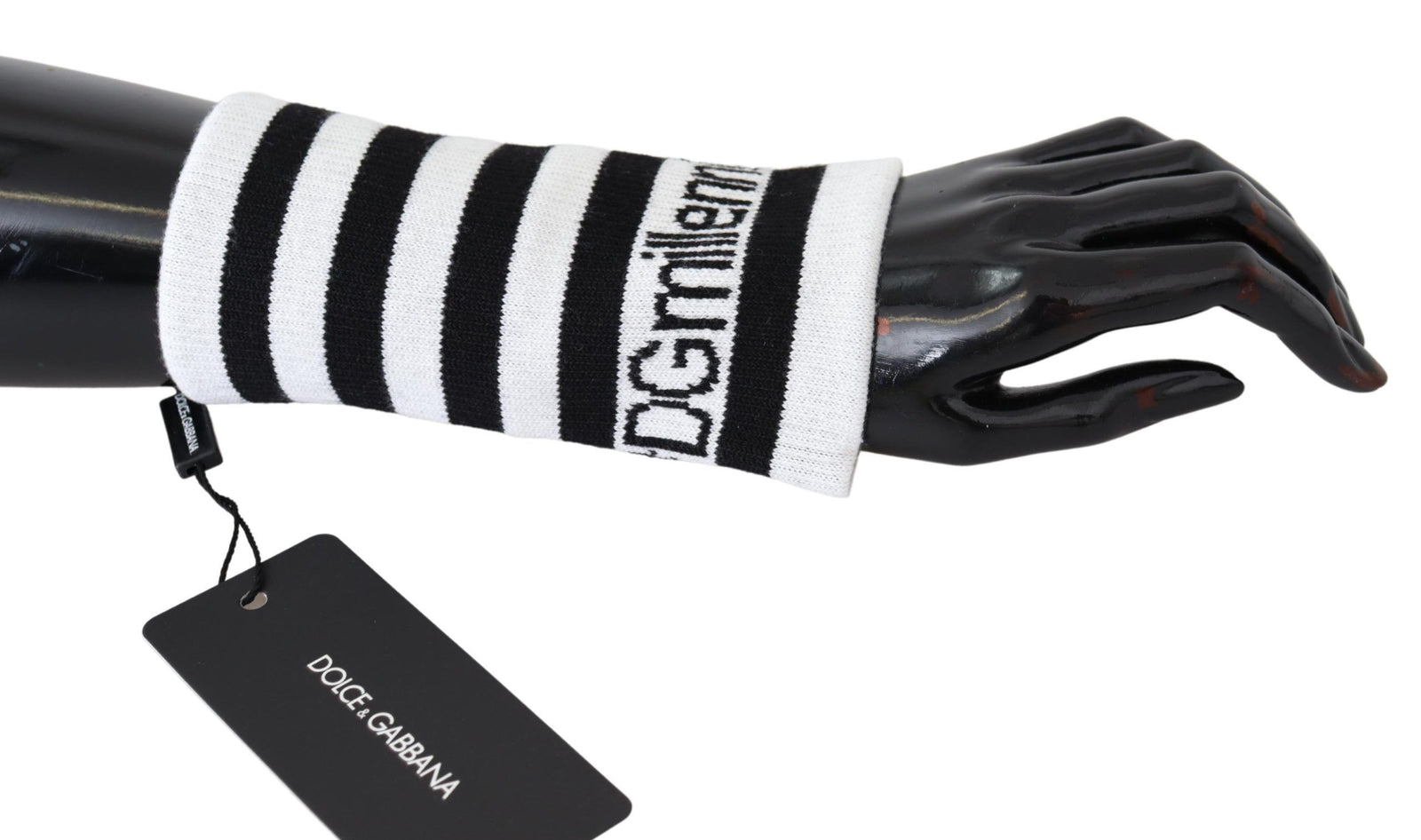 Dolce &amp; Gabbana Élégant bracelet en laine mélangée noire et blanche