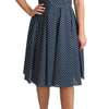 Dolce & Gabbana Blue Dotted Cotton A-Line Gown Dress
