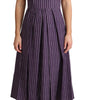 Dolce & Gabbana Purple Striped Cotton A-Line Stretch Dress