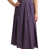 Dolce & Gabbana Purple Striped Cotton A-Line Stretch Dress