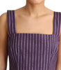 Dolce & Gabbana Purple Striped Cotton A-Line Stretch Dress