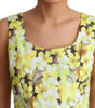 Dolce & Gabbana Yellow Floral Cotton Stretch Gown Dress