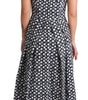Dolce & Gabbana Blue Geometric Cotton A-Line Gown Dress