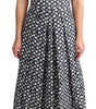 Dolce & Gabbana Blue Geometric Cotton A-Line Gown Dress