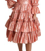 Dolce & Gabbana Pink Ruffled Dress Silk Cotton Gown Dress