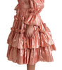 Dolce & Gabbana Pink Ruffled Dress Silk Cotton Gown Dress
