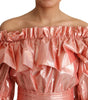 Dolce & Gabbana Pink Ruffled Dress Silk Cotton Gown Dress