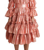 Dolce & Gabbana Pink Ruffled Dress Silk Cotton Gown Dress