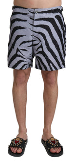 Maillot de bain élégant Dolce & Gabbana à imprimé zèbre gris