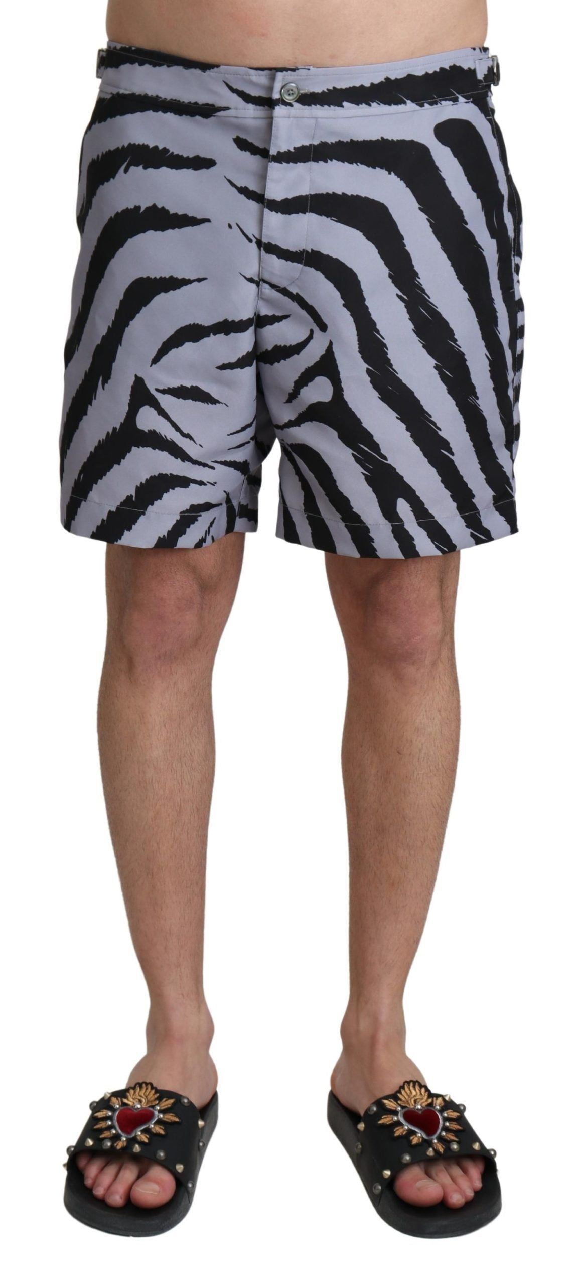 Maillot de bain élégant Dolce & Gabbana à imprimé zèbre gris