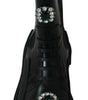 Dolce & Gabbana Black Leather Crystal Combat Boots