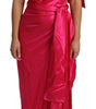 Dolce & Gabbana Dress Pink Fitted Cut One Shoulder Midi Dress