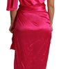 Dolce & Gabbana Dress Pink Fitted Cut One Shoulder Midi Dress