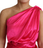 Dolce & Gabbana Dress Pink Fitted Cut One Shoulder Midi Dress