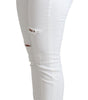 Dolce & Gabbana White Tattered Skinny Denim Cotton Stretch Jeans