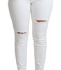 Dolce & Gabbana White Tattered Skinny Denim Cotton Stretch Jeans