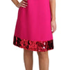 Dolce & Gabbana Fuchsia Wool Sequin Shift Sleeveless Dress