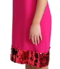 Dolce & Gabbana Fuchsia Wool Sequin Shift Sleeveless Dress