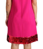 Dolce & Gabbana Fuchsia Wool Sequin Shift Sleeveless Dress