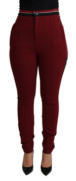 Dolce & Gabbana Red DG Star Striped Skinny Cotton Pant