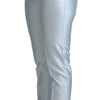 Dolce & Gabbana Light Blue Silk Cropped Tapered Trouser Pants