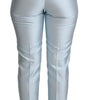 Dolce & Gabbana Light Blue Silk Cropped Tapered Trouser Pants