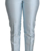 Dolce & Gabbana Light Blue Silk Cropped Tapered Trouser Pants