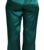 Dolce & Gabbana Green High Waist Pajama Trouser Silk Pant