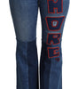 Dolce & Gabbana Blue Amore Patch Boot Cut Cotton Stretch Pant