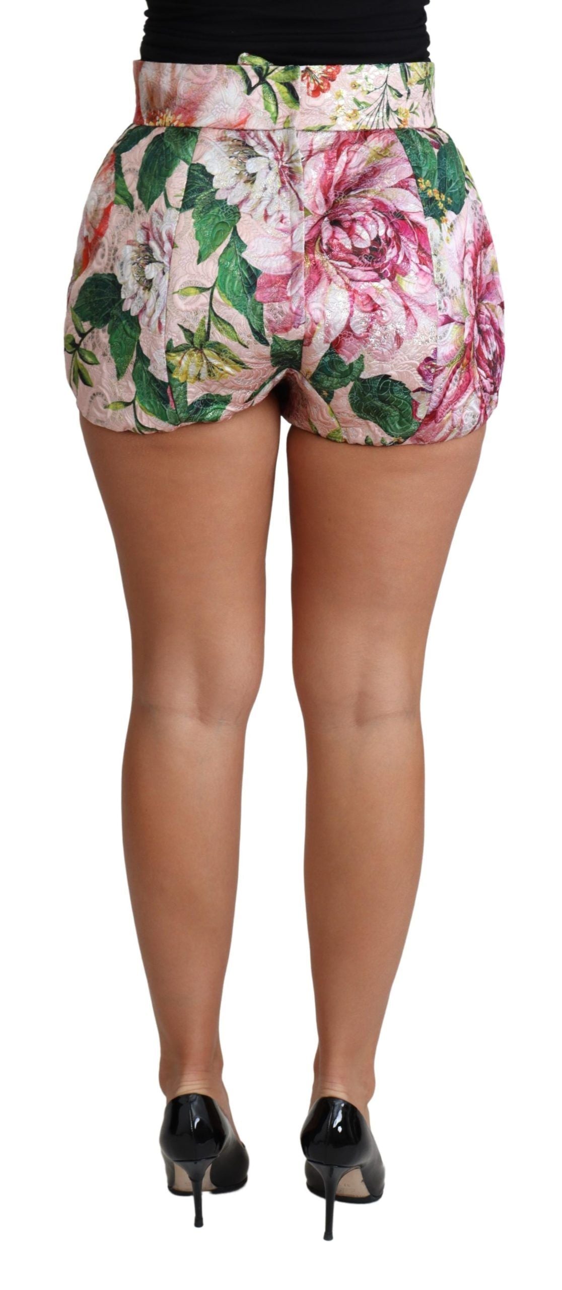 Dolce &amp; Gabbana Chic Pink Floral High-Waist Hot Pants