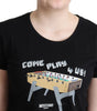 Moschino Chic Black Cotton Tee with Playful Print